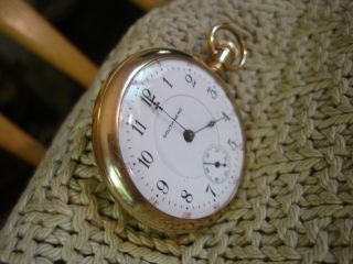 SOUTH BEND 16 SZ MODEL 1 1906 POCKET WATCH DOUBLE SUNK DIAL 20 YR GOLD FILL CASE 3