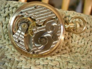 SOUTH BEND 16 SZ MODEL 1 1906 POCKET WATCH DOUBLE SUNK DIAL 20 YR GOLD FILL CASE 4