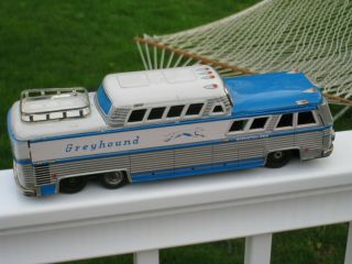 Vintage - HTC Japan - Tin Toy Greyhound Bus w/ Origional Box - Friction 5001 7