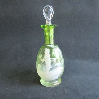Mary Gregory Glass Perfume Scent Bottle With Cut Glass Stopper