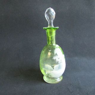Mary Gregory Glass Perfume Scent Bottle with Cut Glass Stopper 2