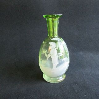 Mary Gregory Glass Perfume Scent Bottle with Cut Glass Stopper 4