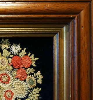 VERY SMALL LATE 19TH CENTURY NEEDLEWORK OF A FLORAL BOUQUET - c.  1890 5