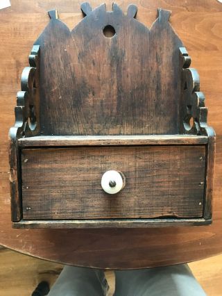 Old Rustic Primitive Antique Wooden Wall Box.  Cubbie Shelf.  Candlebox?