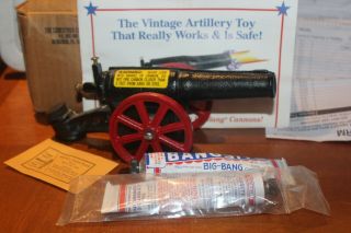 Vintage Conestoga Big Bang Cannon Cast Iron Black And Red With Gas & Spark Plug