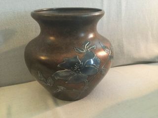 Antique Heintz Art Metal Sterling Silver On Bronze Vase - Estate Find
