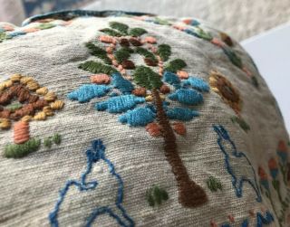 Antique Vintage Hand Embroidered Silk Floral Garden Rabbits Linen Tea Cozy 6