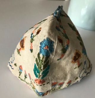 Antique Vintage Hand Embroidered Silk Floral Garden Rabbits Linen Tea Cozy 8
