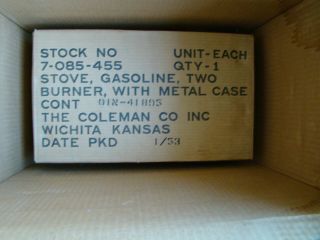 Military 1945 FIELD STERALIZER COLEMAN 523 NIB ALL RARE PIECE 9