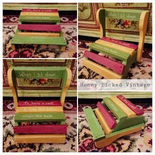 Folding Childs Stool Chair Low Armchair Vintage Retro Step Gift Toilet Training