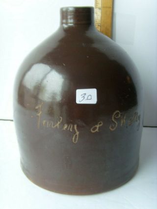Antique Hand Thrown Ovoid Brown Scratch Pottery Jug 8¼” 1870 - 1890 51/30