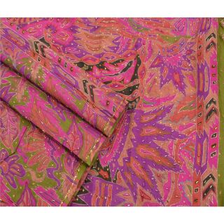 Sanskriti Antique Vintage Indian Saree Pure Silk Hand Beaded Fabric Premium Sari