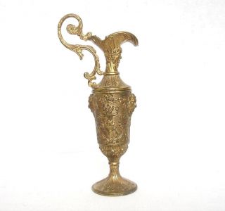 Vintage Italian Brass Figural Pitcher Jug Relief Ewer