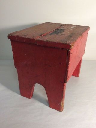 Antique Shoe Shine Box Bench Seat Shineboy Vintage Box Stool Seat 12” Tall 2