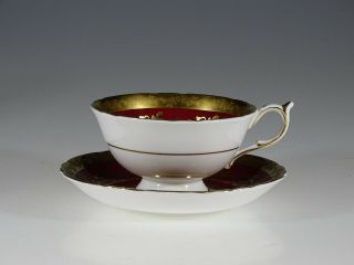 Paragon Burgundy & Gold with Pink Roses Tea Cup & Saucer (A1735),  England c.  1965 5