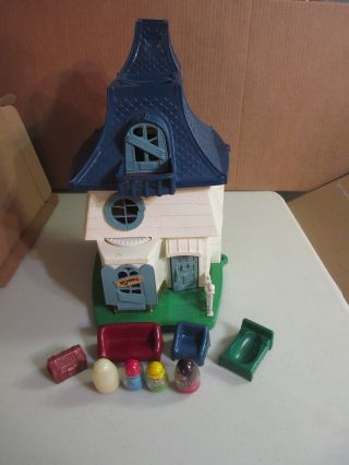 Weebles Vintage 580 Haunted House Set With People Girl Boy Ghost Witch Chest