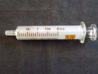 Reusable Glass Syringe Vintage B - D No.  C 9043 Syringe 2cc Graduated