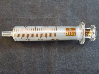Reusable Glass Syringe 2cc Graduated Vintage B - D M 3155 Laboratory Syringes