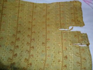 Antique French silk brocade,  roses stripes.  C1890. 5