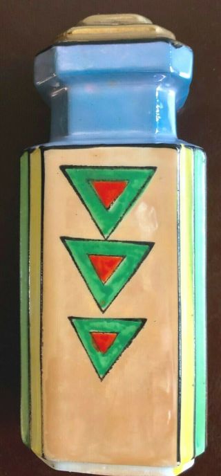 Vtg Luster Ware Art Deco Sugar Shaker Hand Painted Geometric Shapes Lovely