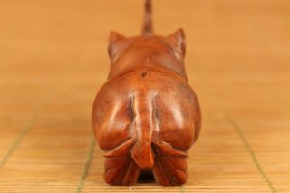 Rare chinese old boxwood hand carved rhinoceros statue netsuke hand piece 3