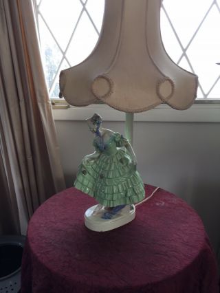 Fantastic Large Antique German Lady Figurine Lamp