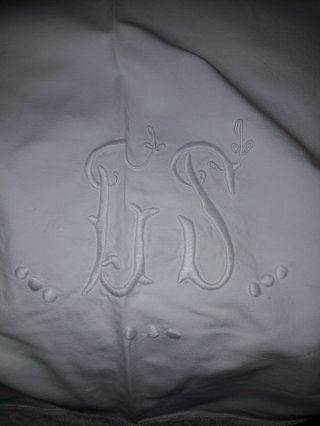 Vintage French Metis Linen Monogrammed Sheet With Lace 79 " X 110 "