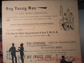 c.  1895 Milwaukee YMCA Advertising Trade Card Brochure Antique Mt Sinai Hospital 3
