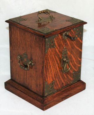 Antique English Figural Oak Tea Caddy In The Form Of A Coal Scuttle Circa 1891