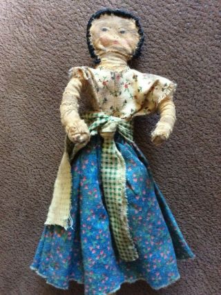 Artisan Doll Handmade Primitive Early Antique Textile Folk Art Rag Doll