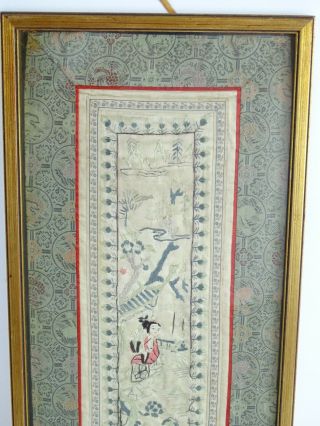 Art : Antique Chinese Embroidered Silk Panel Framed Early 20thC China 3