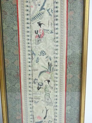 Art : Antique Chinese Embroidered Silk Panel Framed Early 20thC China 4
