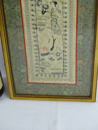 Art : Antique Chinese Embroidered Silk Panel Framed Early 20thC China 5