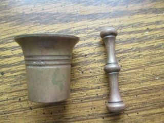 Vintage Miniature Solid Brass Mortar and Pestle Medicine Herb Grinder 2