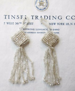 Pair Vintage/antique Art Deco Victorian Glass Beaded Tassel Fringe 5 "