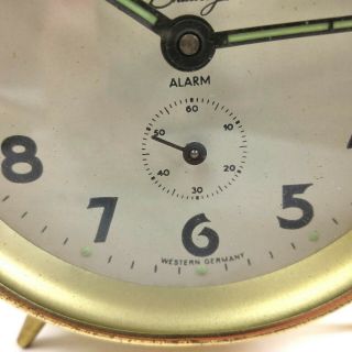 Vintage Bradley West Germany Double Bell Wind - Up Alarm Clock 3