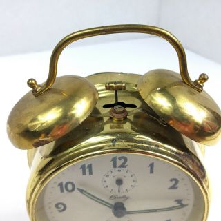 Vintage Bradley West Germany Double Bell Wind - Up Alarm Clock 4