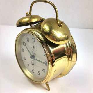 Vintage Bradley West Germany Double Bell Wind - Up Alarm Clock 5