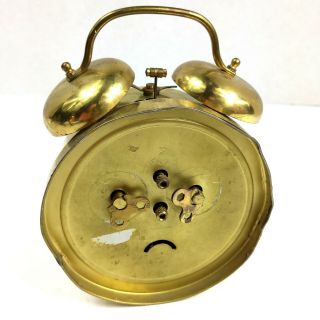 Vintage Bradley West Germany Double Bell Wind - Up Alarm Clock 8