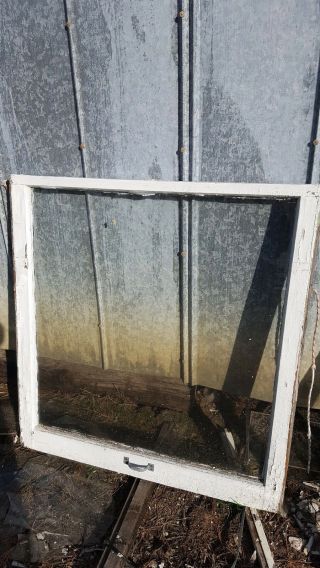 Architectural Salvage Antique Window Pane Frame 36x33 Wavy Glass 1 Pane