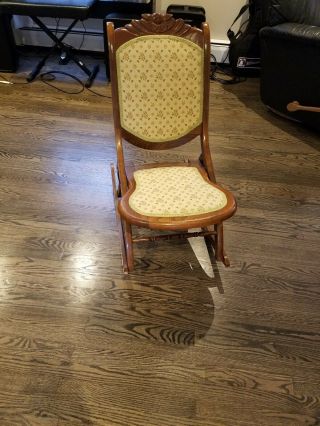 Vintage Folding Wood Rocking Chair Slipper Chair