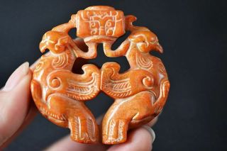 Unique Chinese Old Jade Carved Phoenix Pendant/statue W63