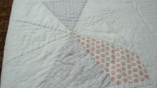 Antique Early 1900s Hand Made Tiny Stitching Cotton Patchwork Pinwheel Quilt