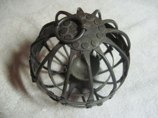 PRIMATIVE ANTIQUE HANGING CAGE ROTATING CANDLE HOLDER MAYBE FOR SHIP 4