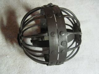 PRIMATIVE ANTIQUE HANGING CAGE ROTATING CANDLE HOLDER MAYBE FOR SHIP 5