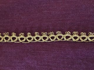 6 Yards Metalic Gold Handmade Tatted Lace Trim Custom Order