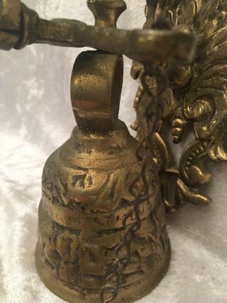 Vintage Brass Mounted Door Bell with Unusual Ringer Handle 2