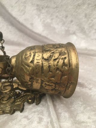 Vintage Brass Mounted Door Bell with Unusual Ringer Handle 3