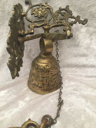 Vintage Brass Mounted Door Bell with Unusual Ringer Handle 7