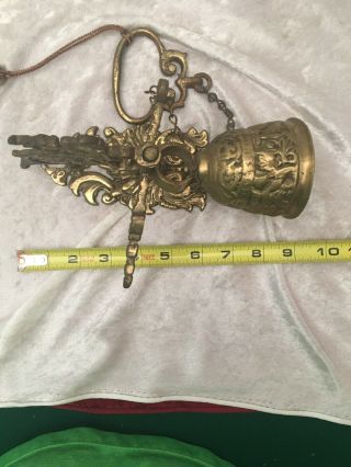 Vintage Brass Mounted Door Bell with Unusual Ringer Handle 8